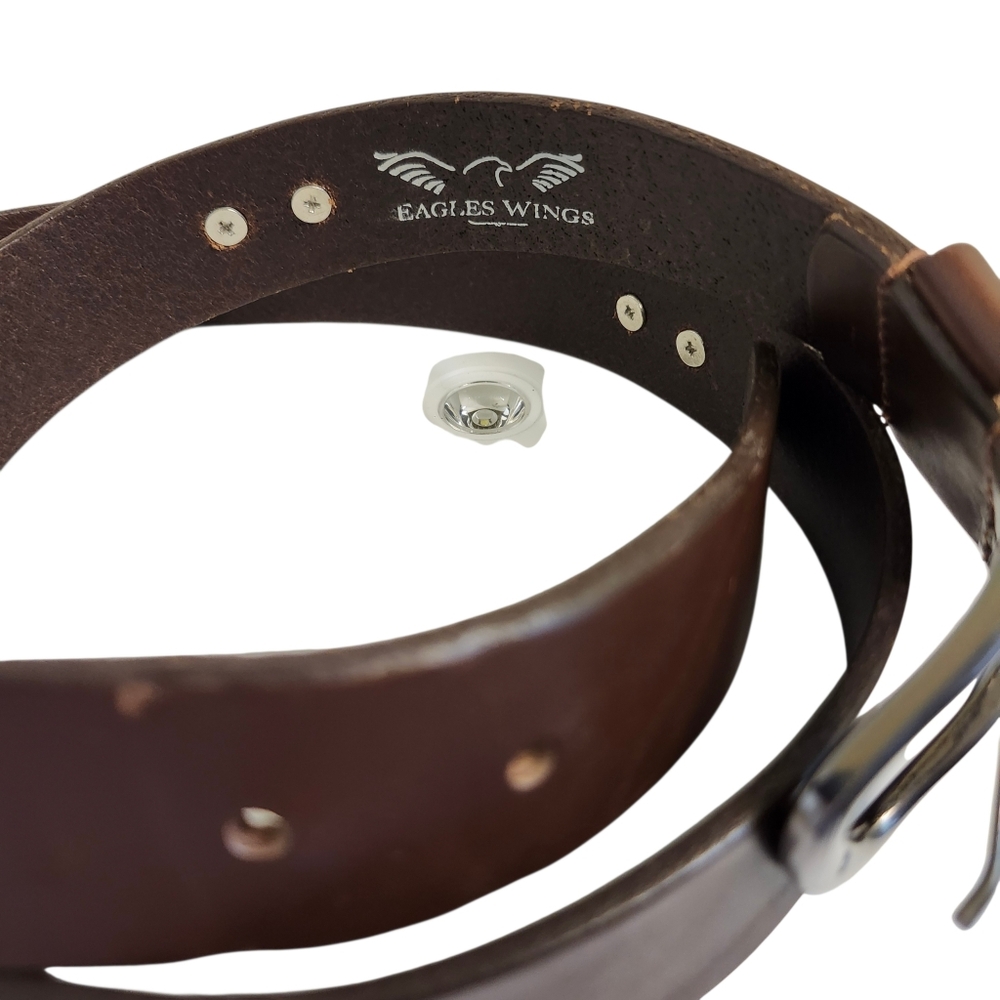 Eagles Wings Leather Belt Clemson Tigers Sz 36 Brown With Silver Conchos - Picture 2 of 9